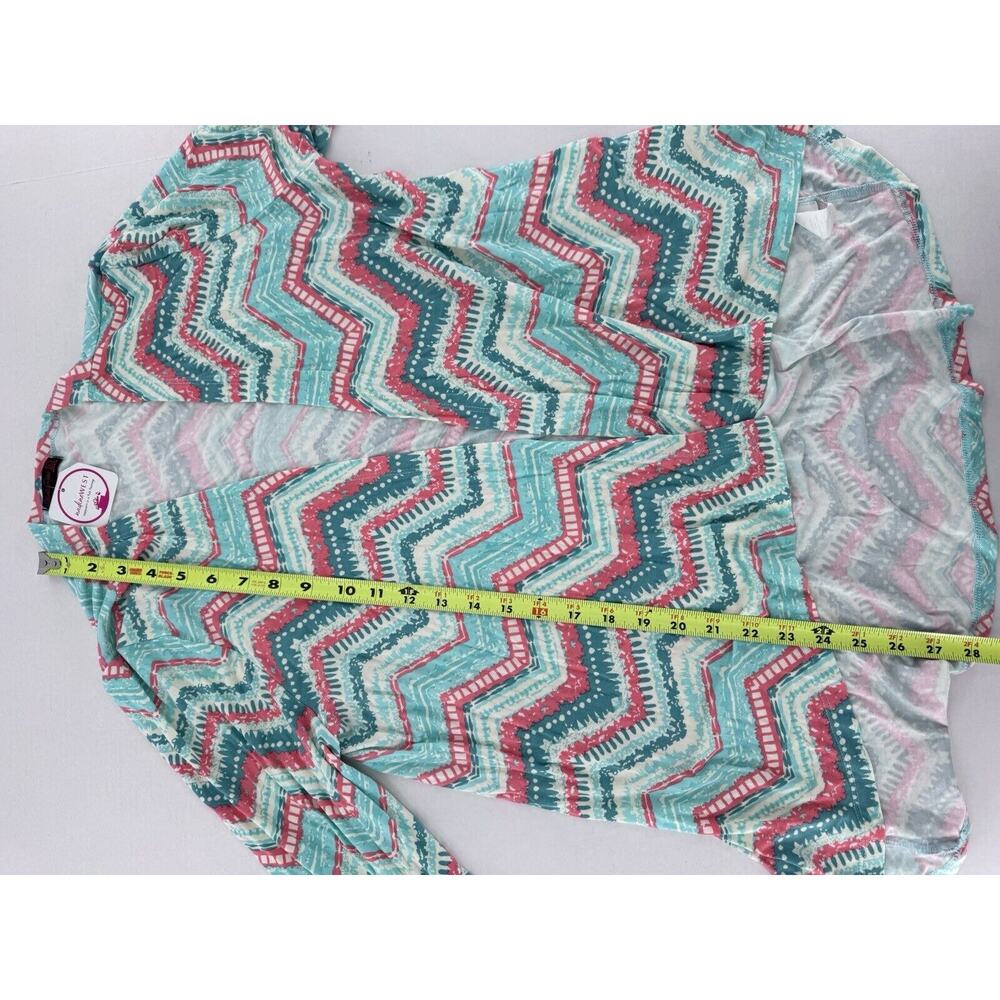 Shiela Rose Cardigan Sweater Sz L Chevron Colorful Artsy Fun Shawl Throw NWT - Picture 12 of 14